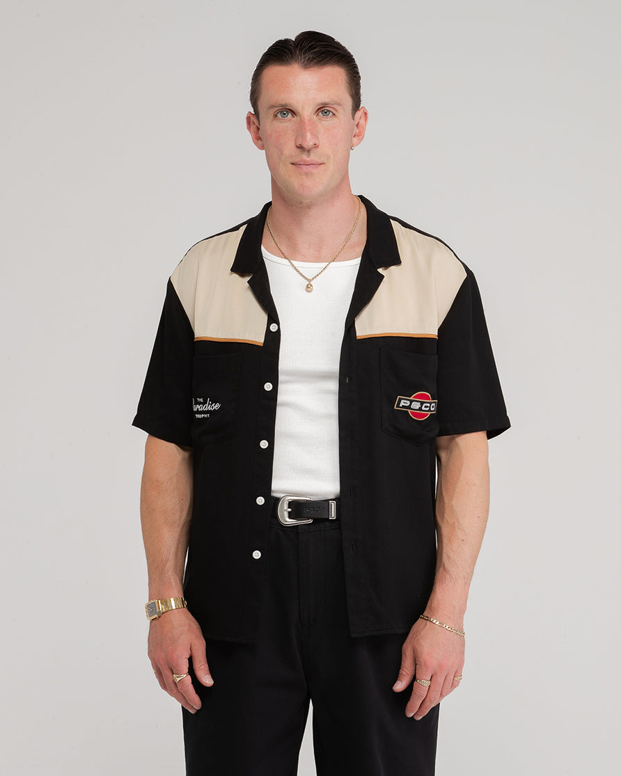 Paradise Trophy Bowling Shirt - Washed Black