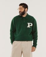 Winslow Knitted Polo - Forest Green