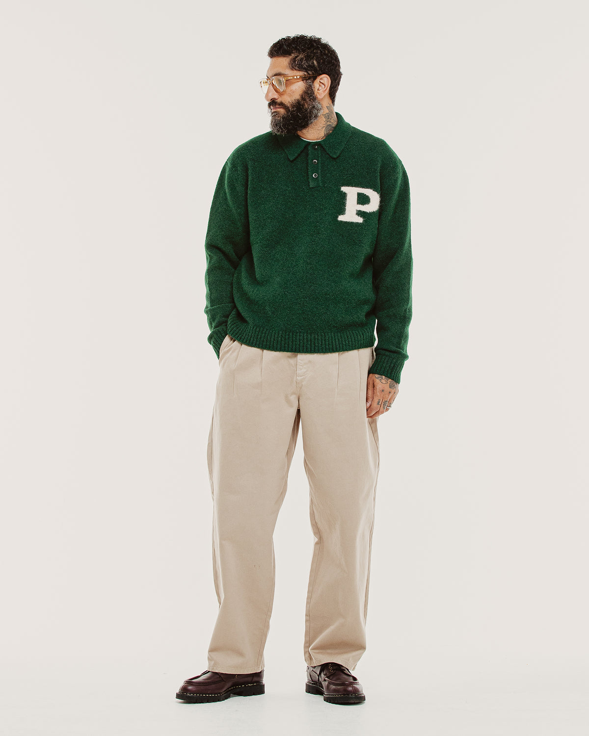 Winslow Knitted Polo - Forest Green