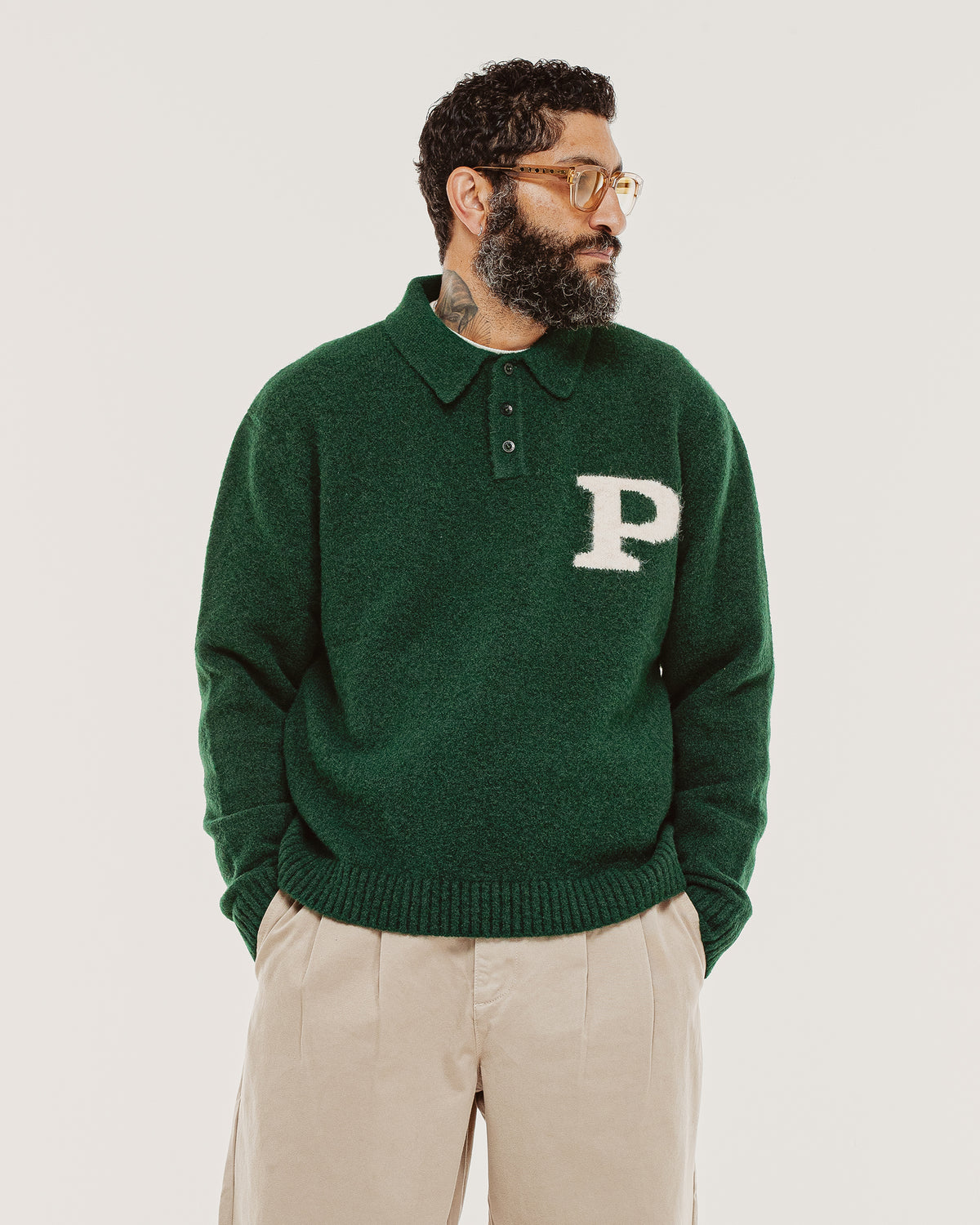 Winslow Knitted Polo - Forest Green