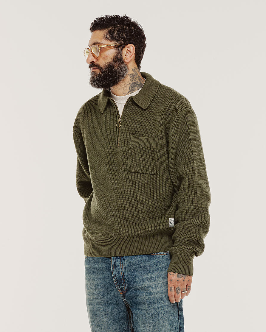 P&Co 1/4 Zip Knit - Evergreen