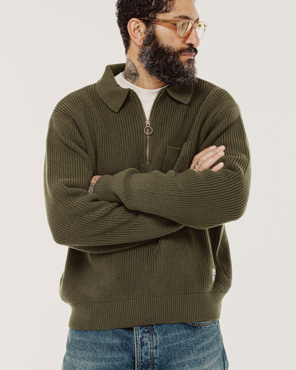 P&Co 1/4 Zip Knit - Evergreen