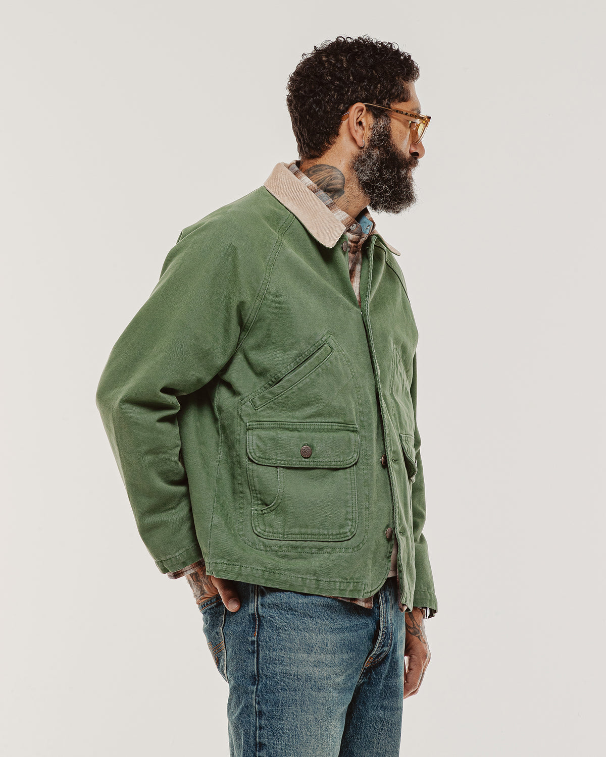 Marine Quarter Canvas Jacket - Green
