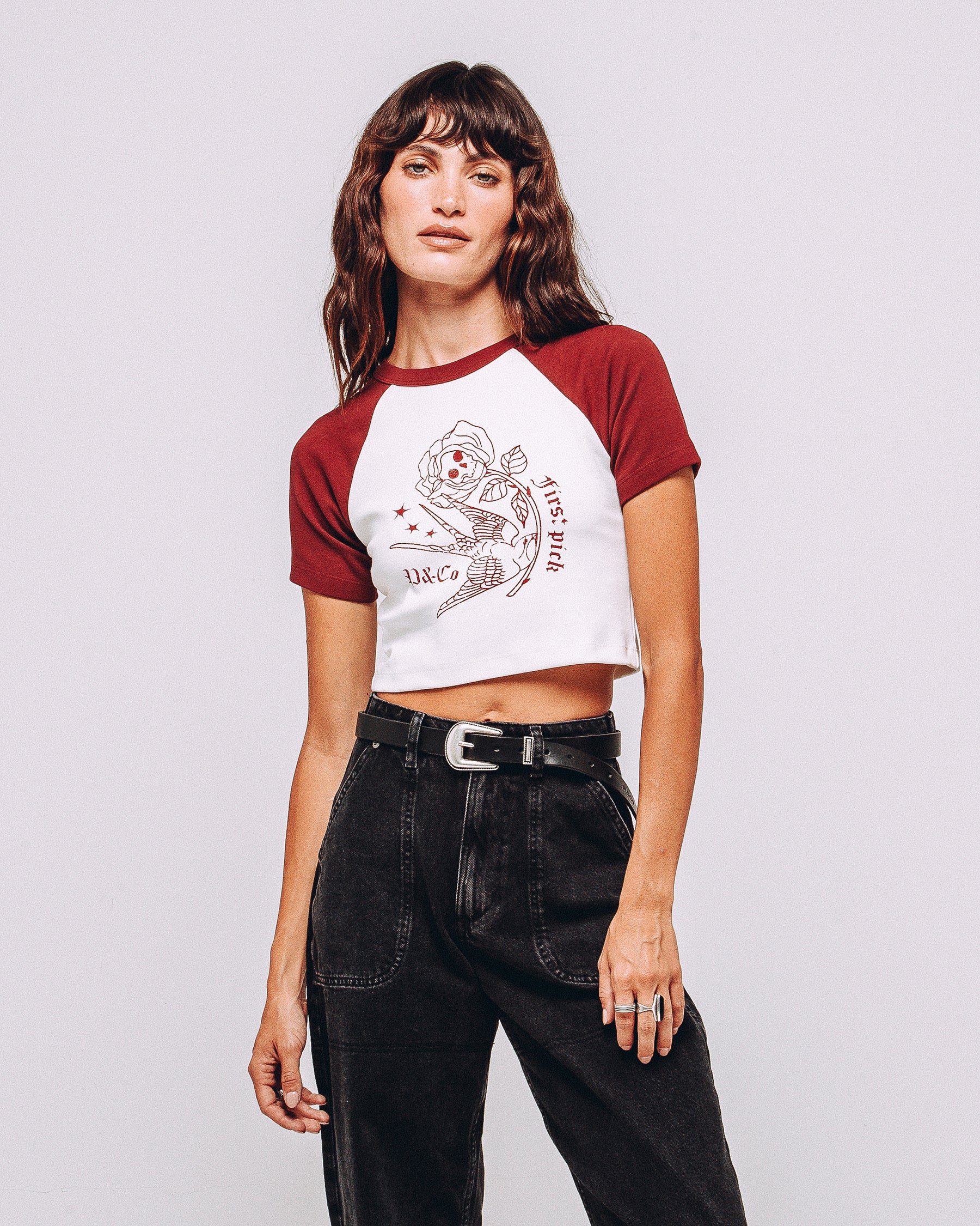 First Pick Raglan Baby T-Shirt - Off White & Cherry Red