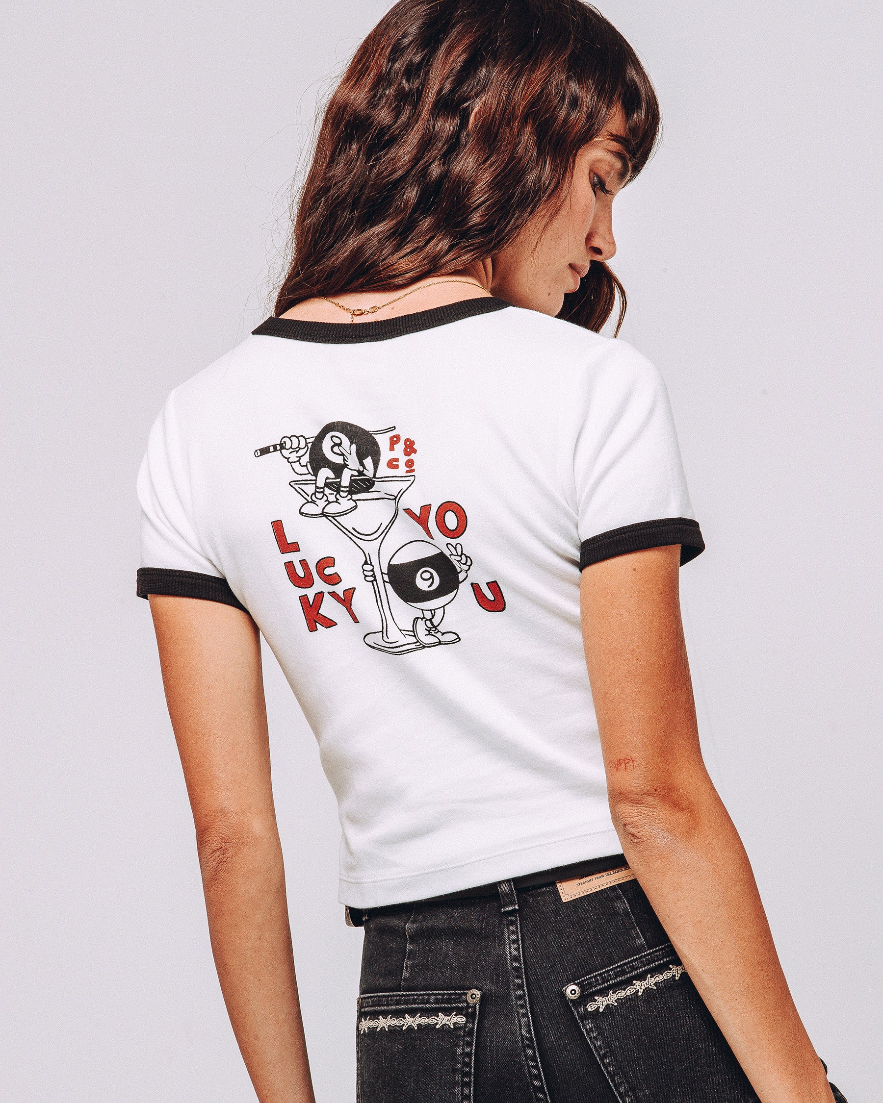 Off White Lucky You Ringer T-shirt Women's T-Shirts ‐ P&Co A