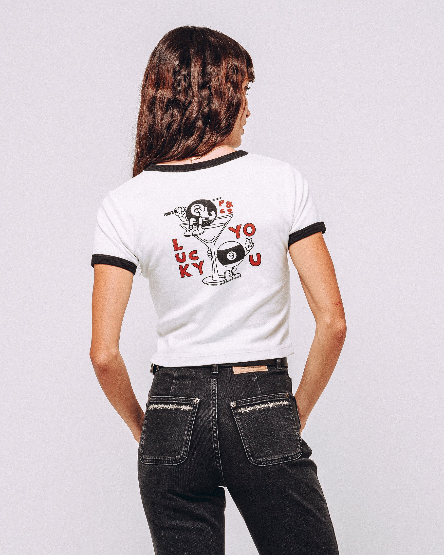 Lucky You Ringer Baby T-shirt - Off White