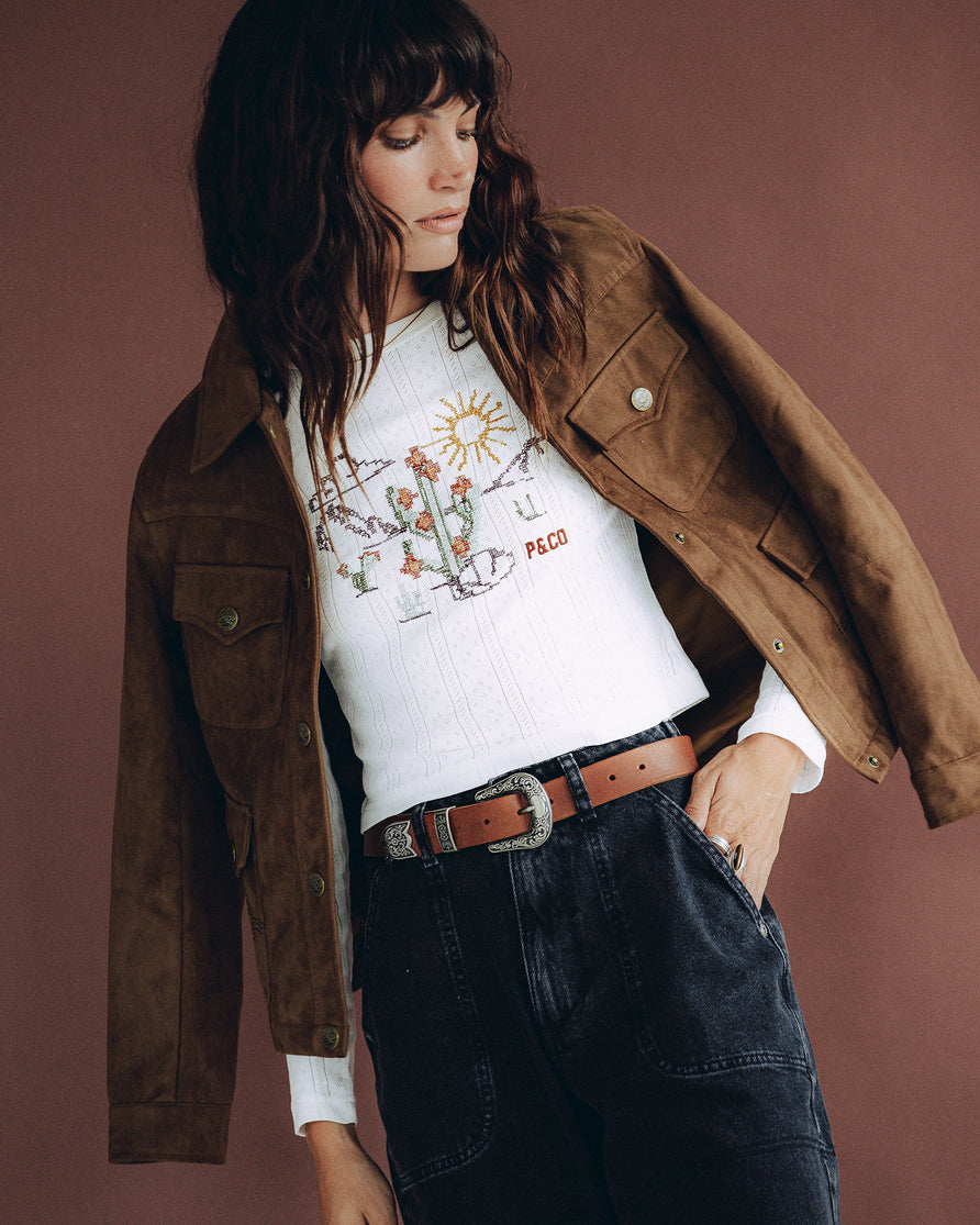 Desert Flora Embroidered Longsleeve - White