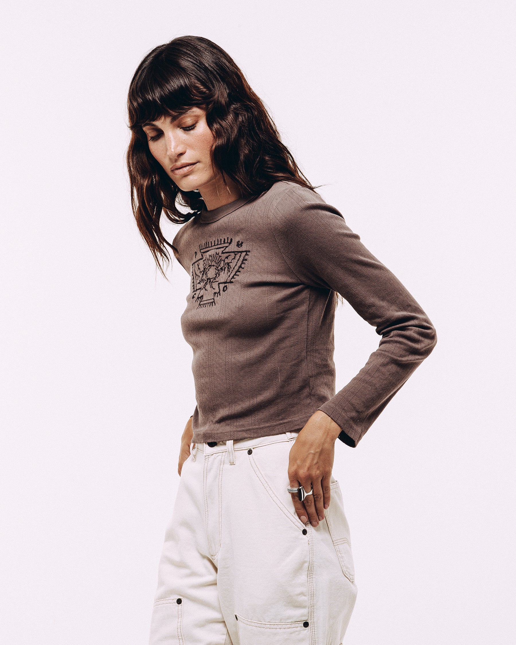 Desert Sun Embroidered Longsleeve - Brown