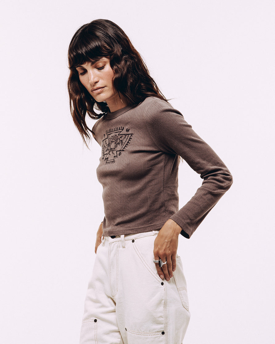 Desert Sun Embroidered Longsleeve - Brown