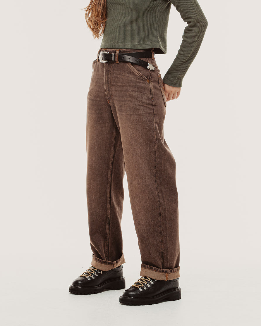 Nomad Weathered Denim Pant - Washed Brown