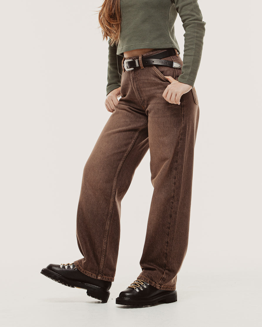 Nomad Weathered Denim Pant - Washed Brown