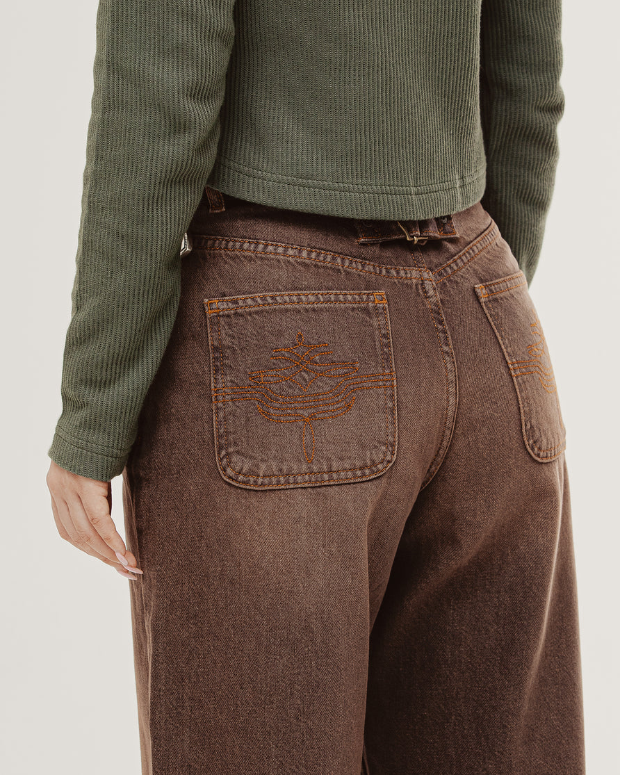 Nomad Weathered Denim Pant - Washed Brown