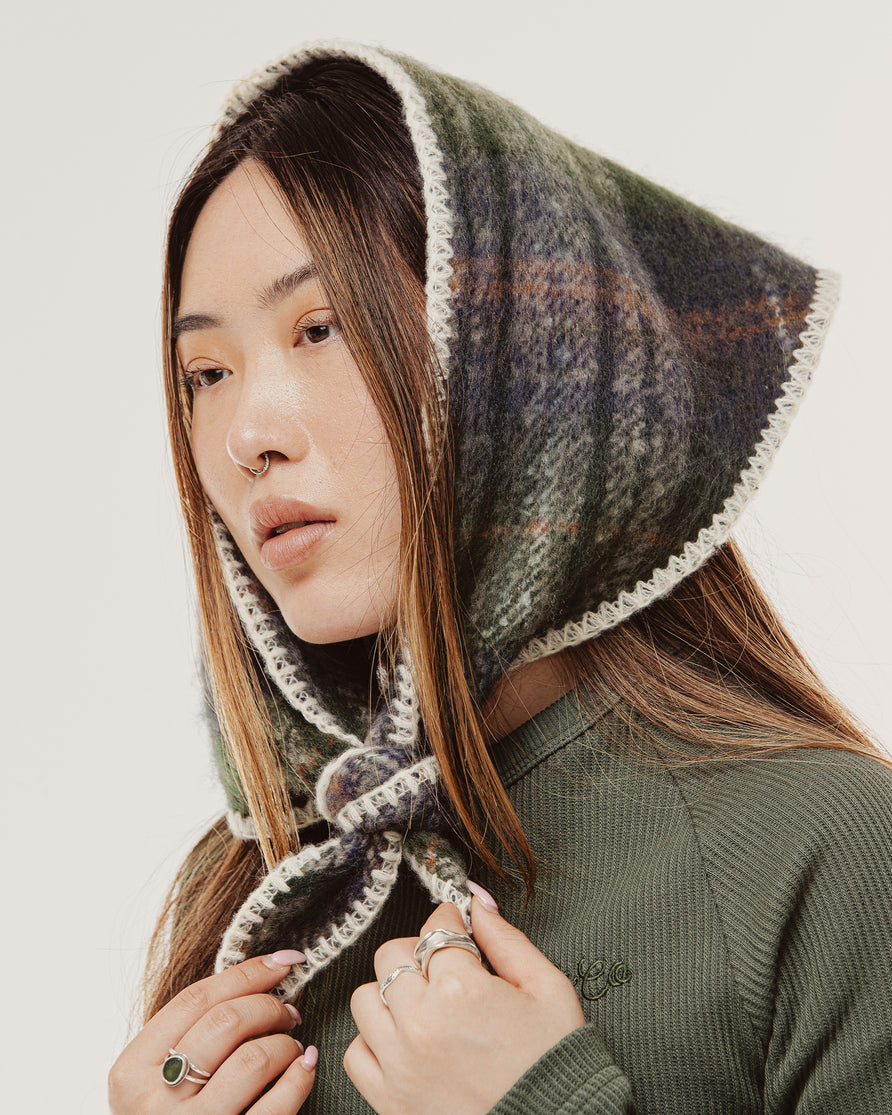 Mia Triangle Scarf - Green Plaid