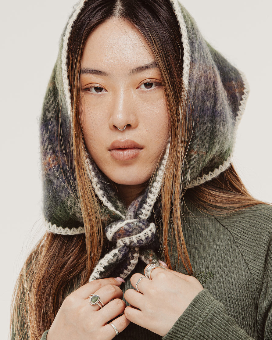 Mia Triangle Scarf - Green Plaid