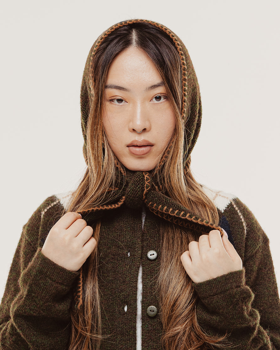 Mia Argyle Triangle Scarf - Olive