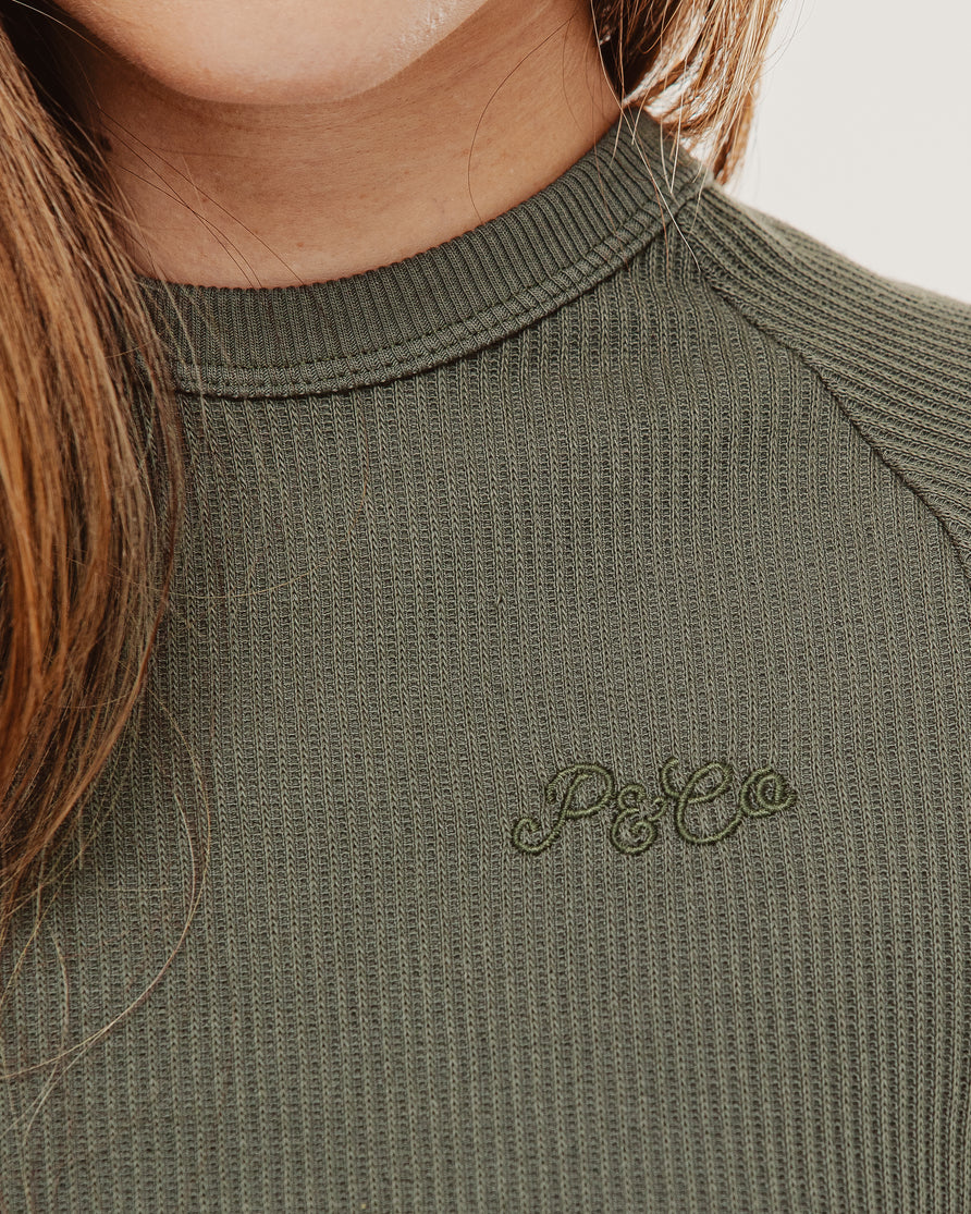 P&Co Ribbed Longsleeve Baby T-Shirt - Racing Green