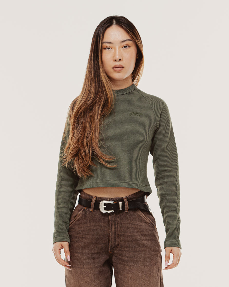P&Co Ribbed Longsleeve Baby T-Shirt - Racing Green