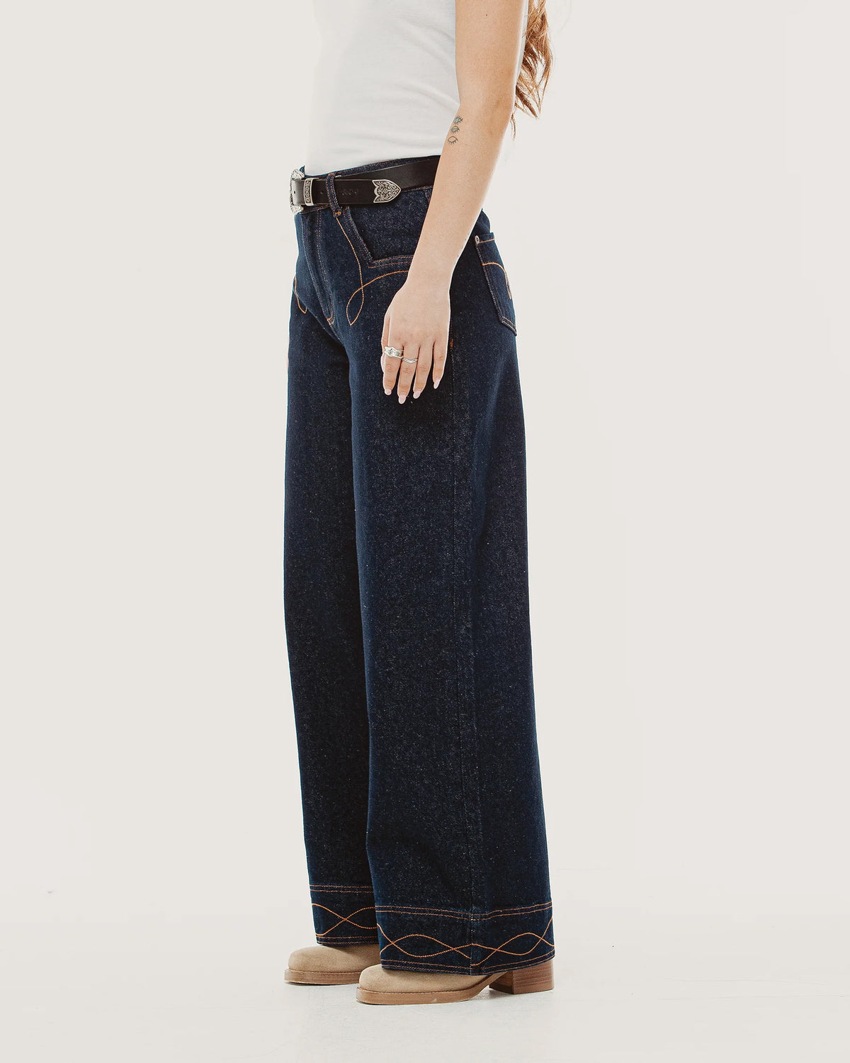 Lori Wide Leg Flare - Raw Indigo