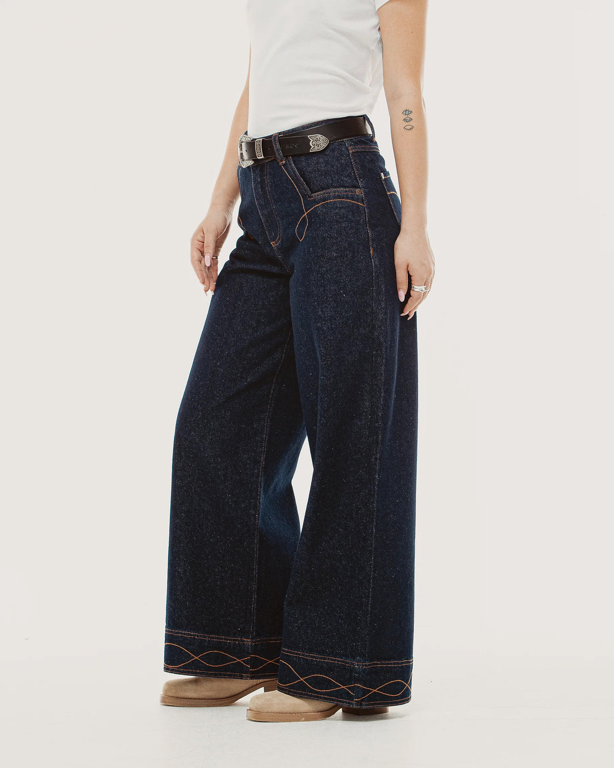Lori Wide Leg Flare - Raw Indigo