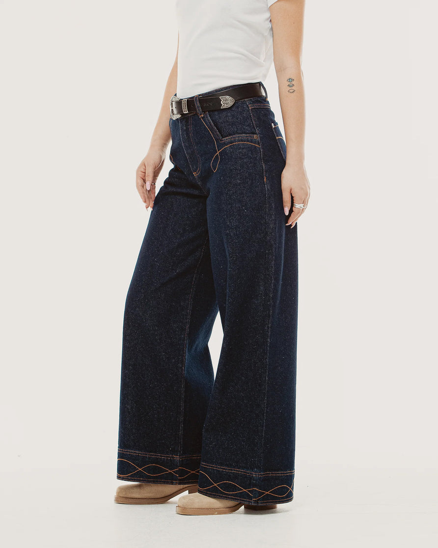 Lori Wide Leg Flare - Raw Indigo