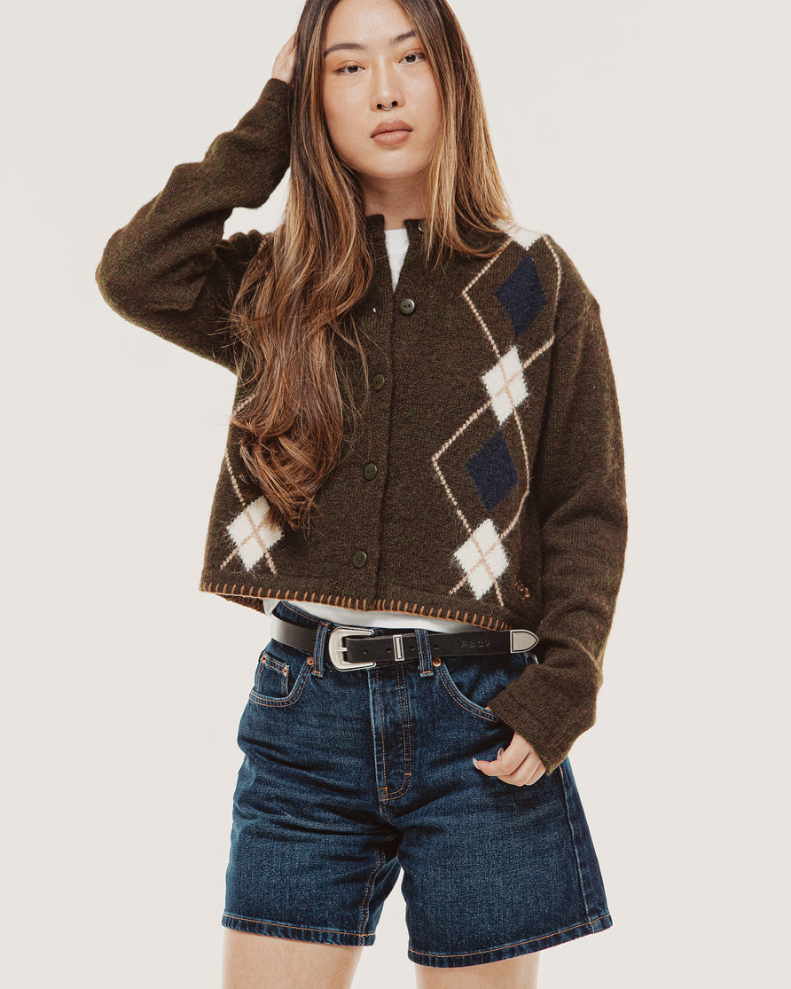 Mia Argyle Cardigan - Olive