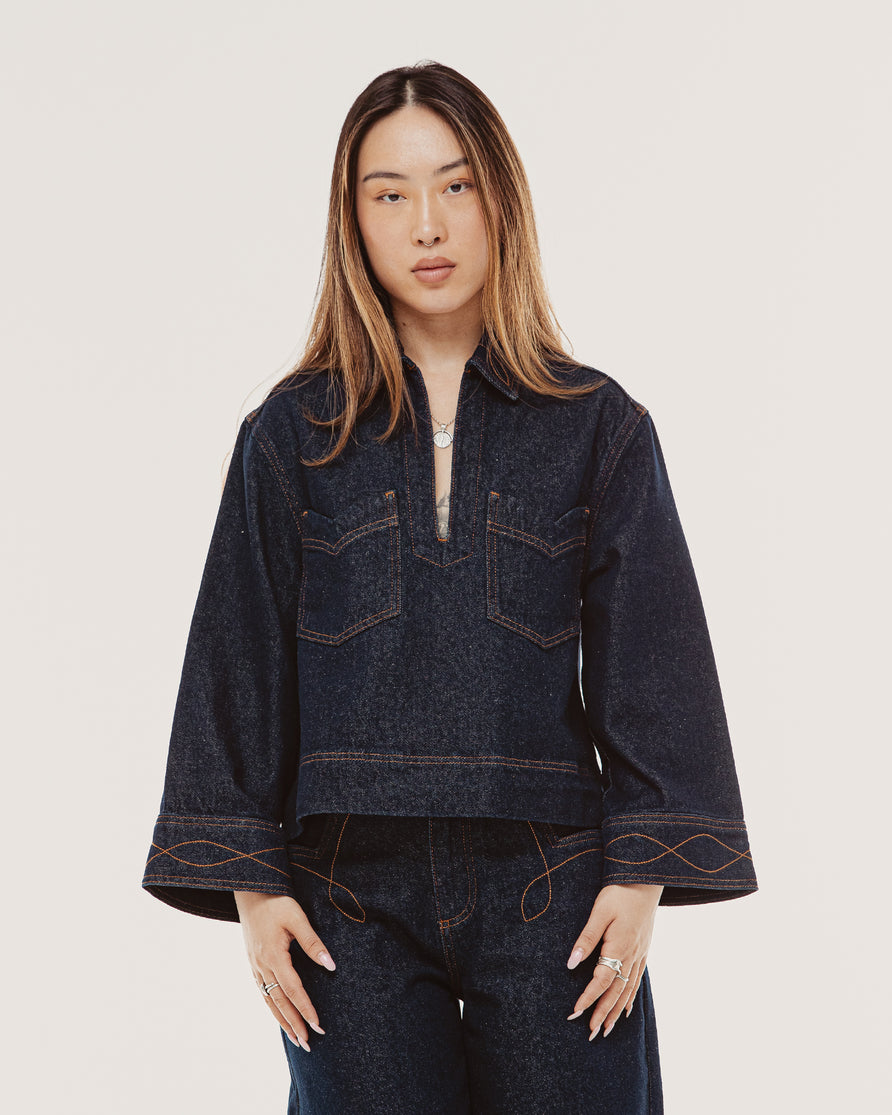 Lori Denim Smock - Raw Indigo