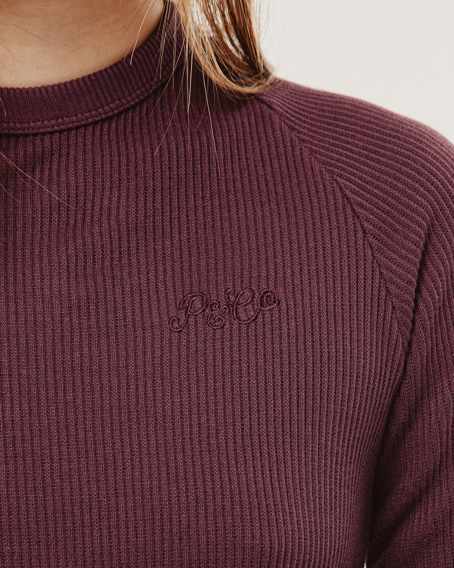 P&Co Ribbed Longsleeve Baby T-Shirt - Aubergine