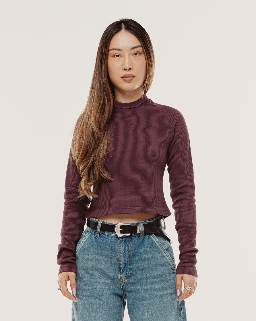 P&Co Ribbed Longsleeve Baby T-Shirt - Aubergine