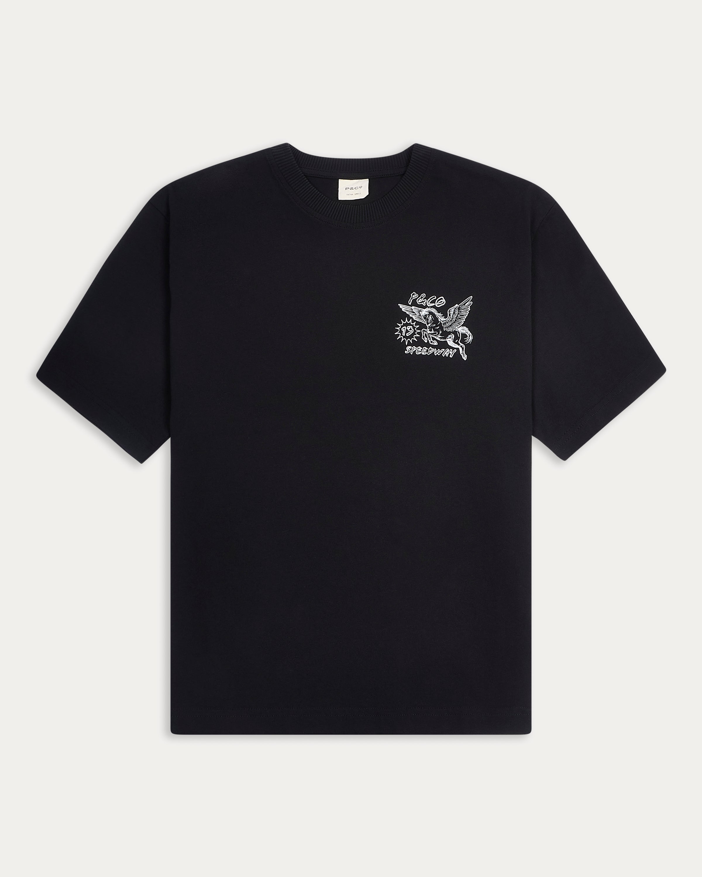 Washed Black Pegasus Speedway Boxy T-Shirt | Men's T-Shirts ‐ P&Co