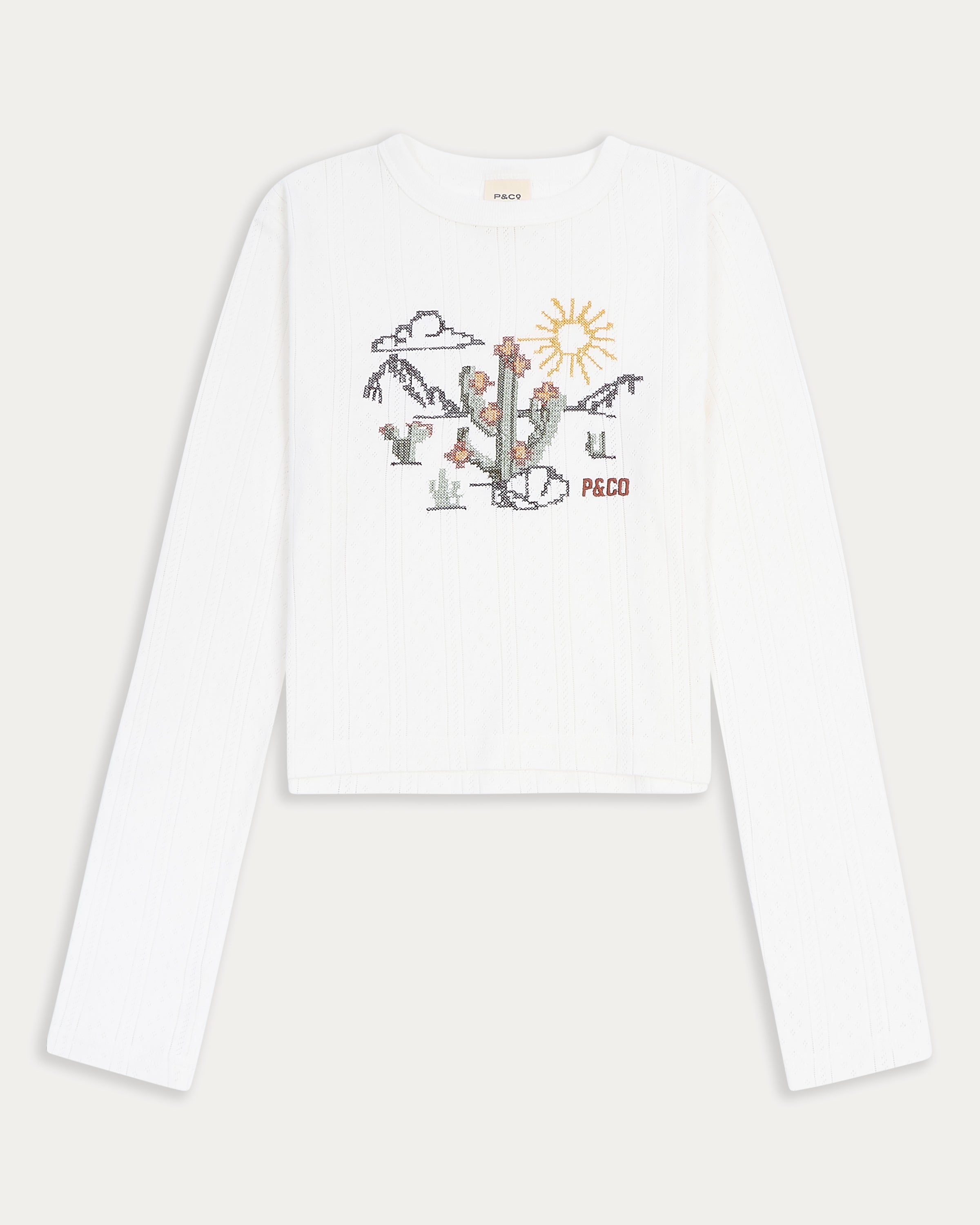 Desert Flora Embroidered Longsleeve - White