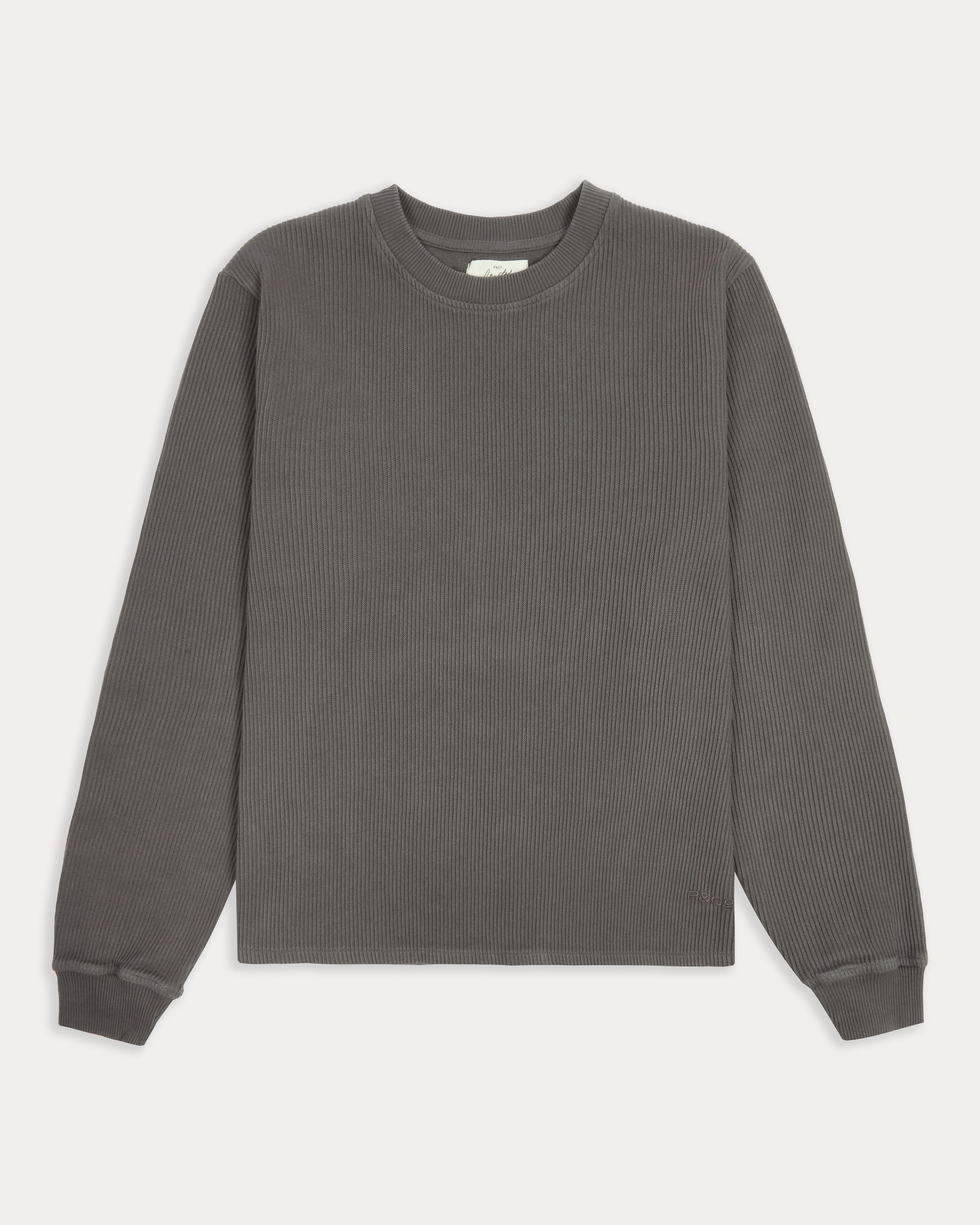 Crafted Ribbed Longsleeve - Charcoal