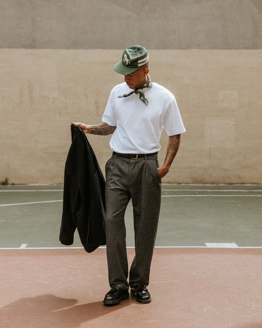 Pleated Station Wool Pant - Charcoal