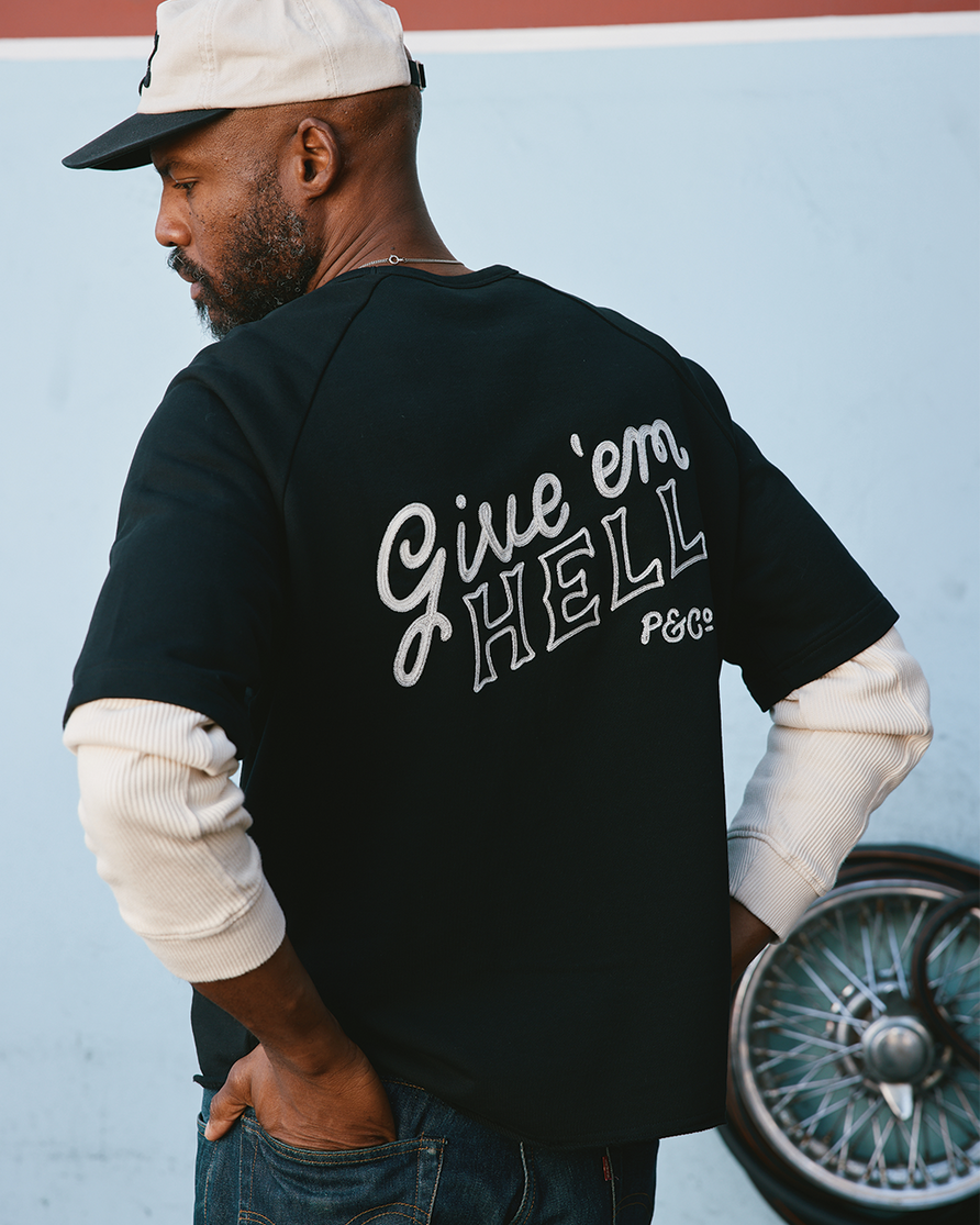 Give 'Em Hell Short Sleeve Sweatshirt - Washed Black