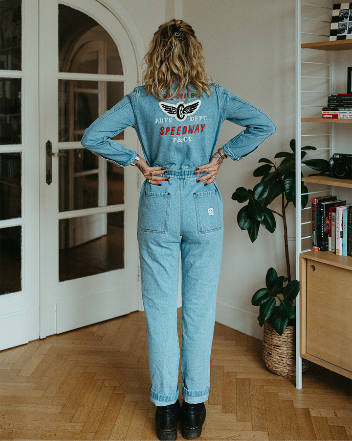 1/2 Mile Speedway Boilersuit - Washed Denim