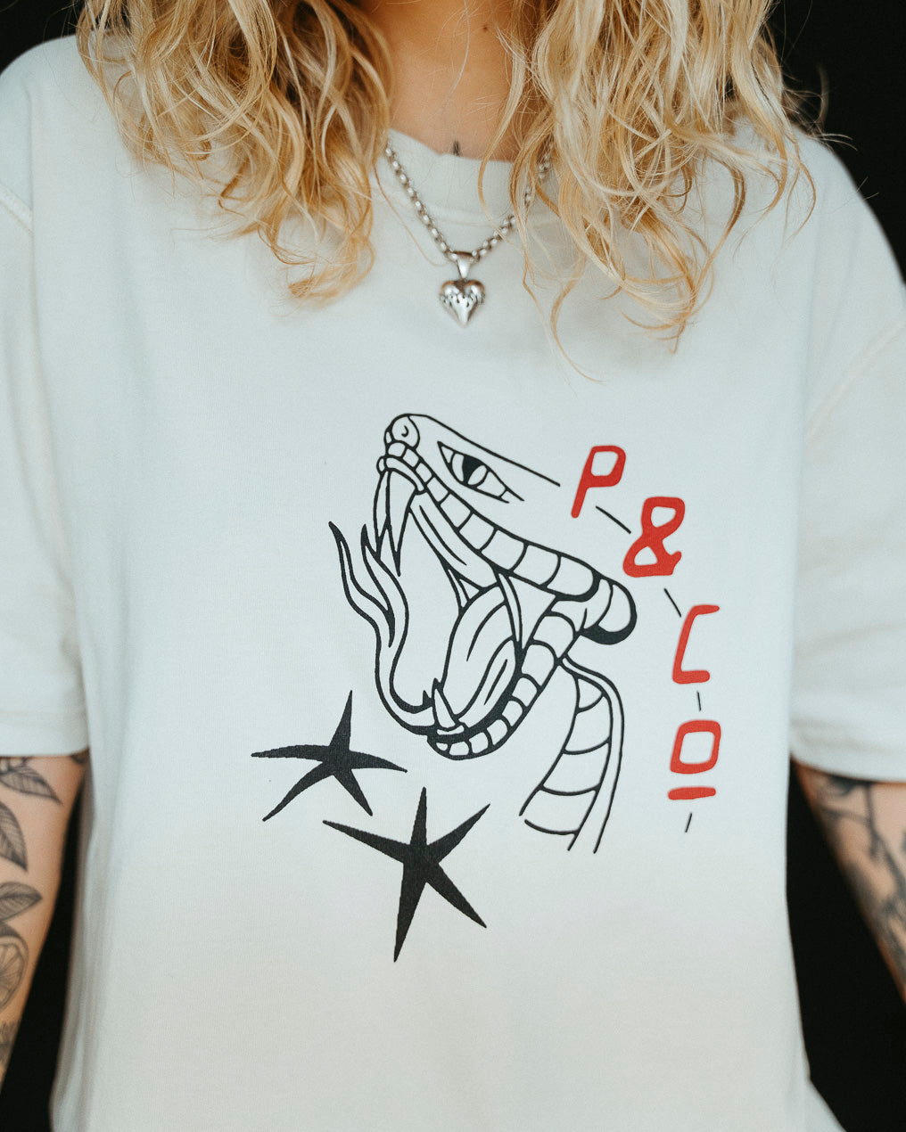 Snake Bite Boxy T-Shirt - Bone