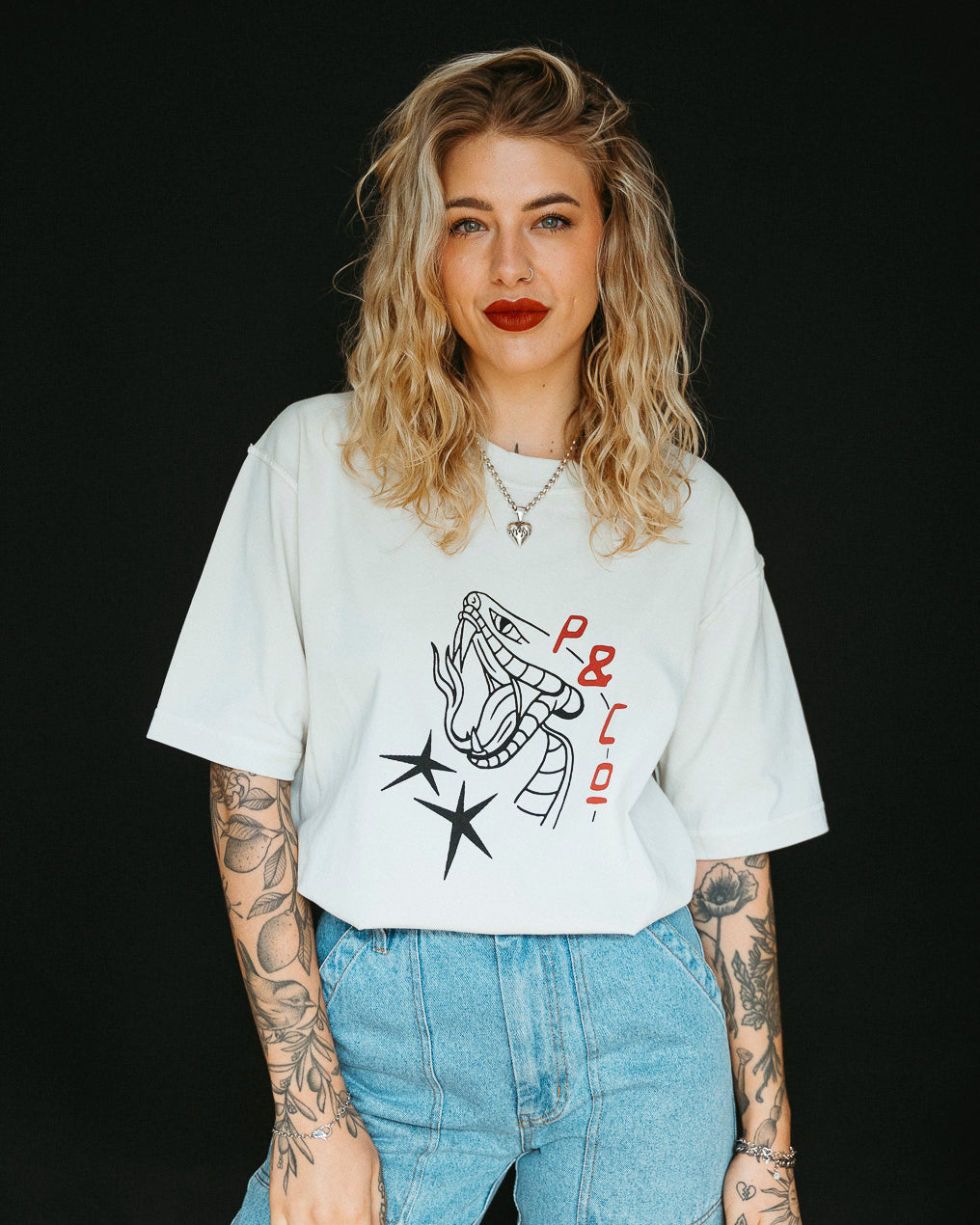 Snake Bite Boxy T-Shirt - Bone