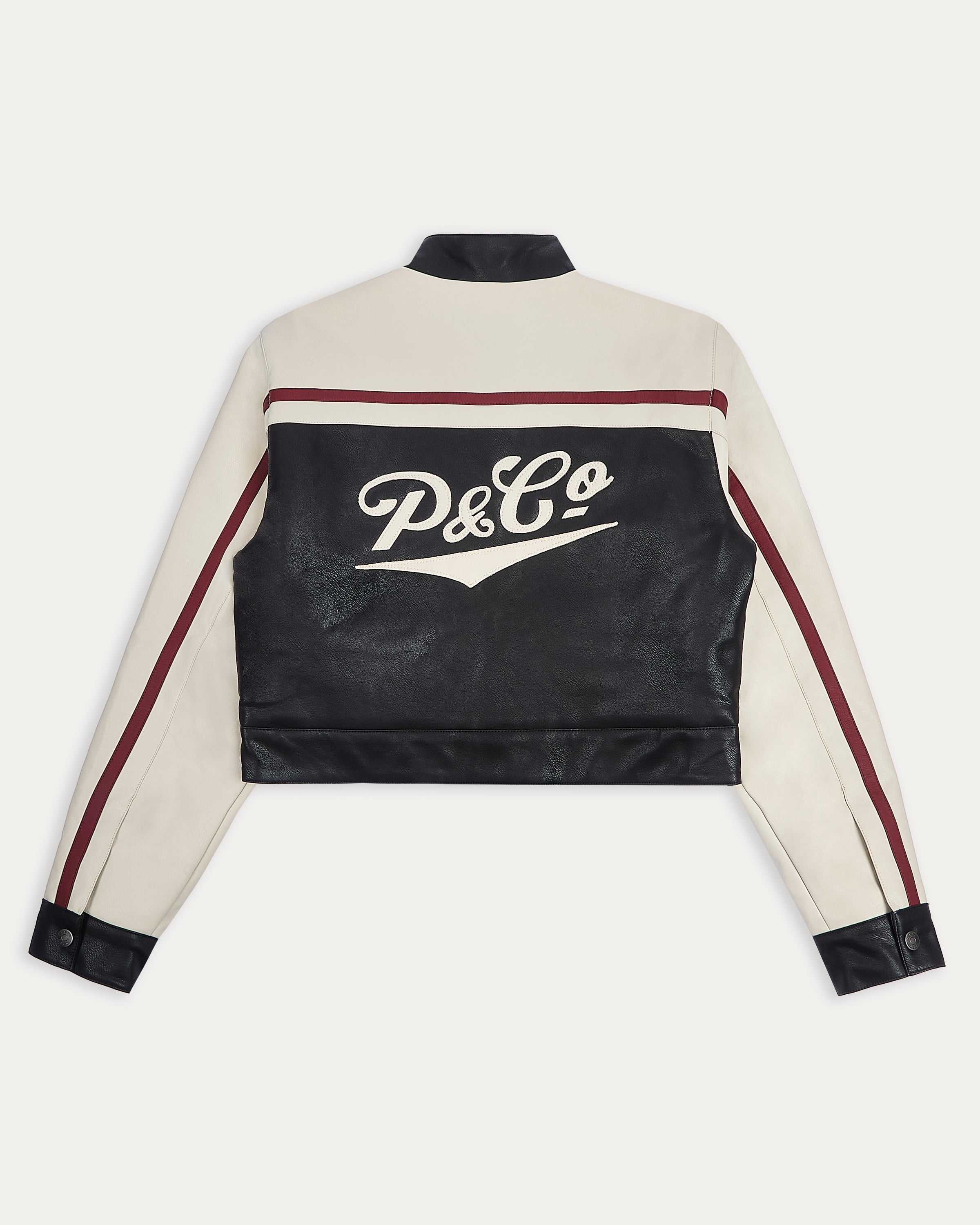 Racing Team Biker Jacket - Black & Ecru