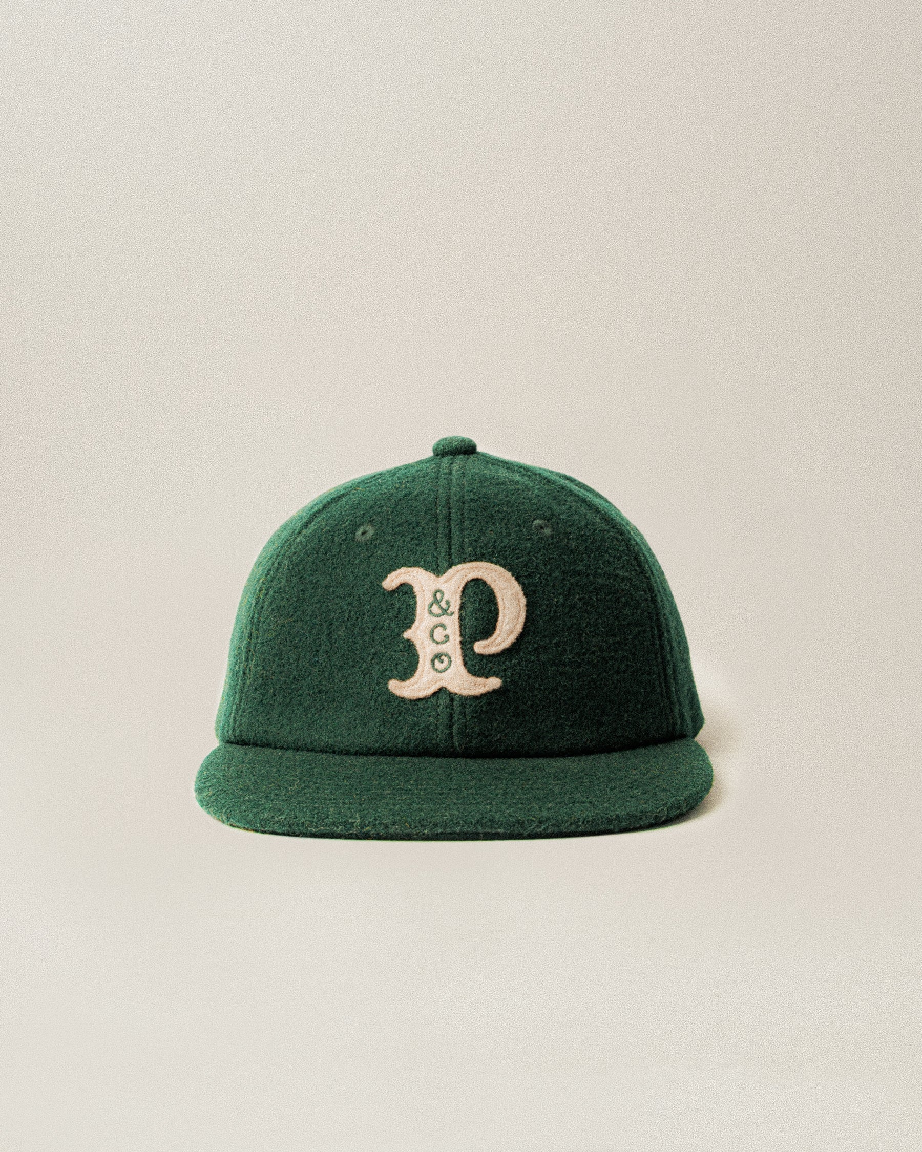 Woodland Green Varsity Wool 6 Panel Cap | Hats & Beanies ‐ P&Co