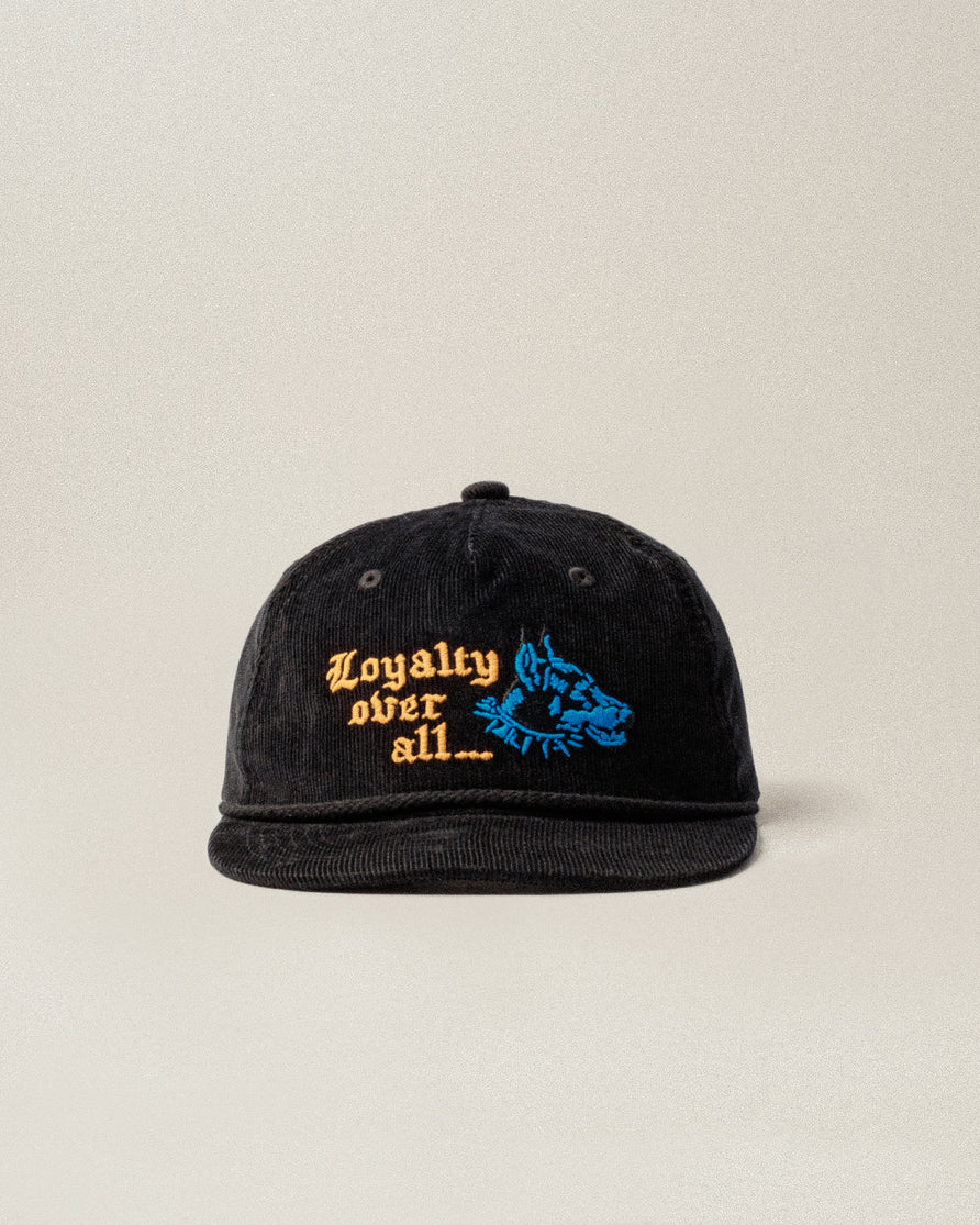 Loyalty Cord 5 Panel Cap - Washed Black