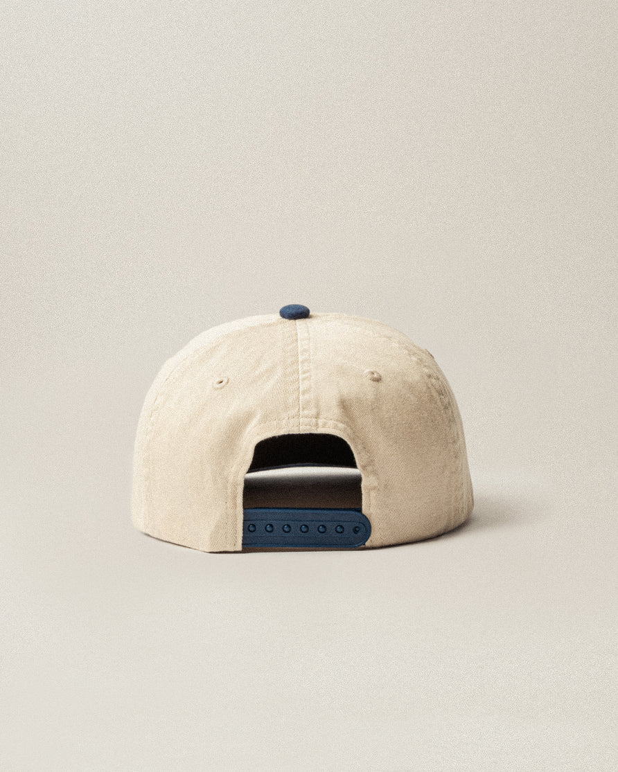Varsity 5 Panel Cap - Ecru & Navy