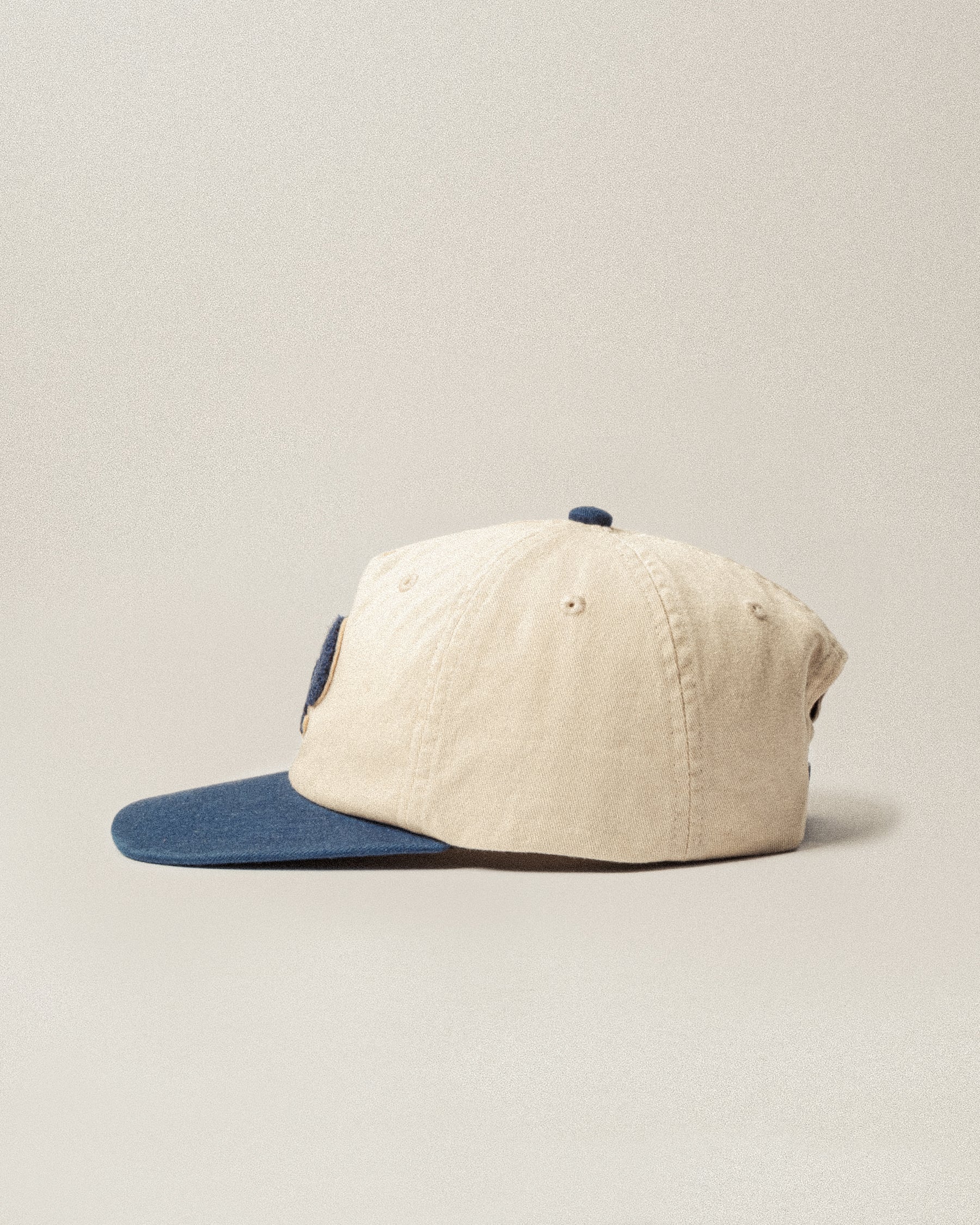 Varsity 5 Panel Cap - Ecru & Navy