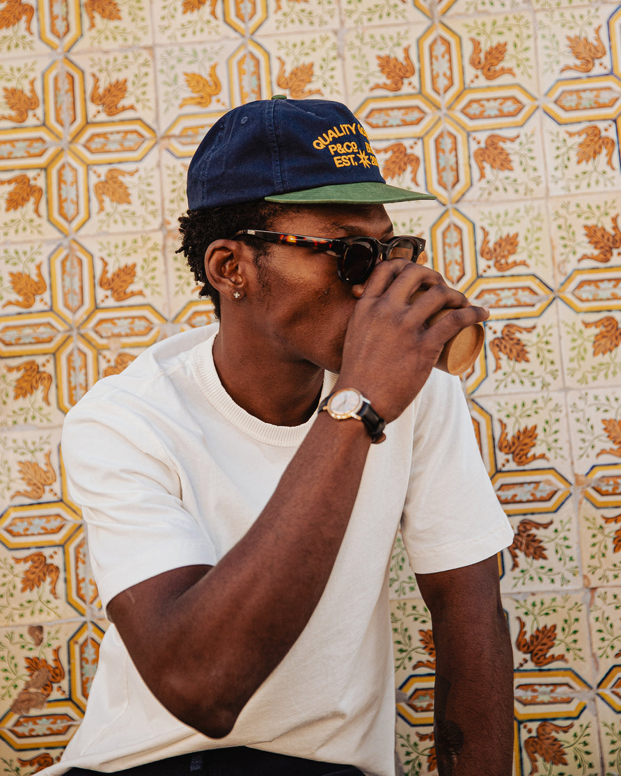 Quality Goods Twill 5 Panel Cap - Navy & Green
