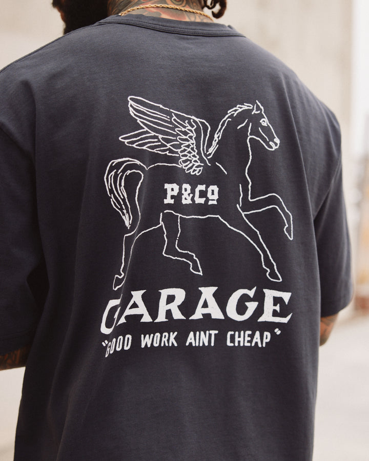 Garage Pocket Boxy T-Shirt - Heavy Washed Black