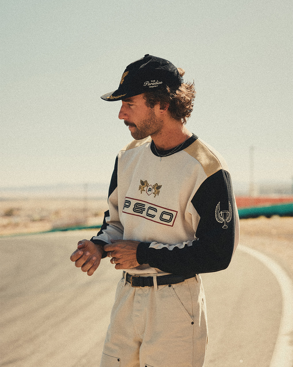 Ecru Paradise Trophy Racing Jersey Longsleeve | Men's T-Shirts