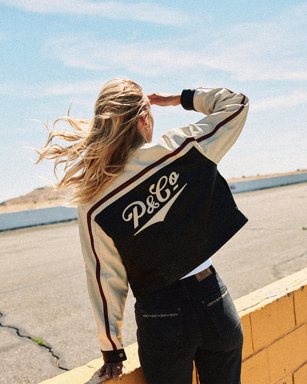 Racing Team Biker Jacket - Black & Ecru