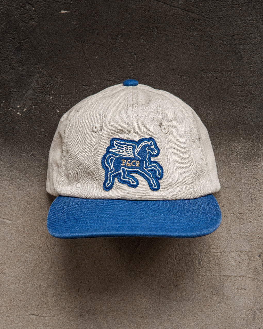 Pegasus 6 Panel Cap - Ecru & Blue