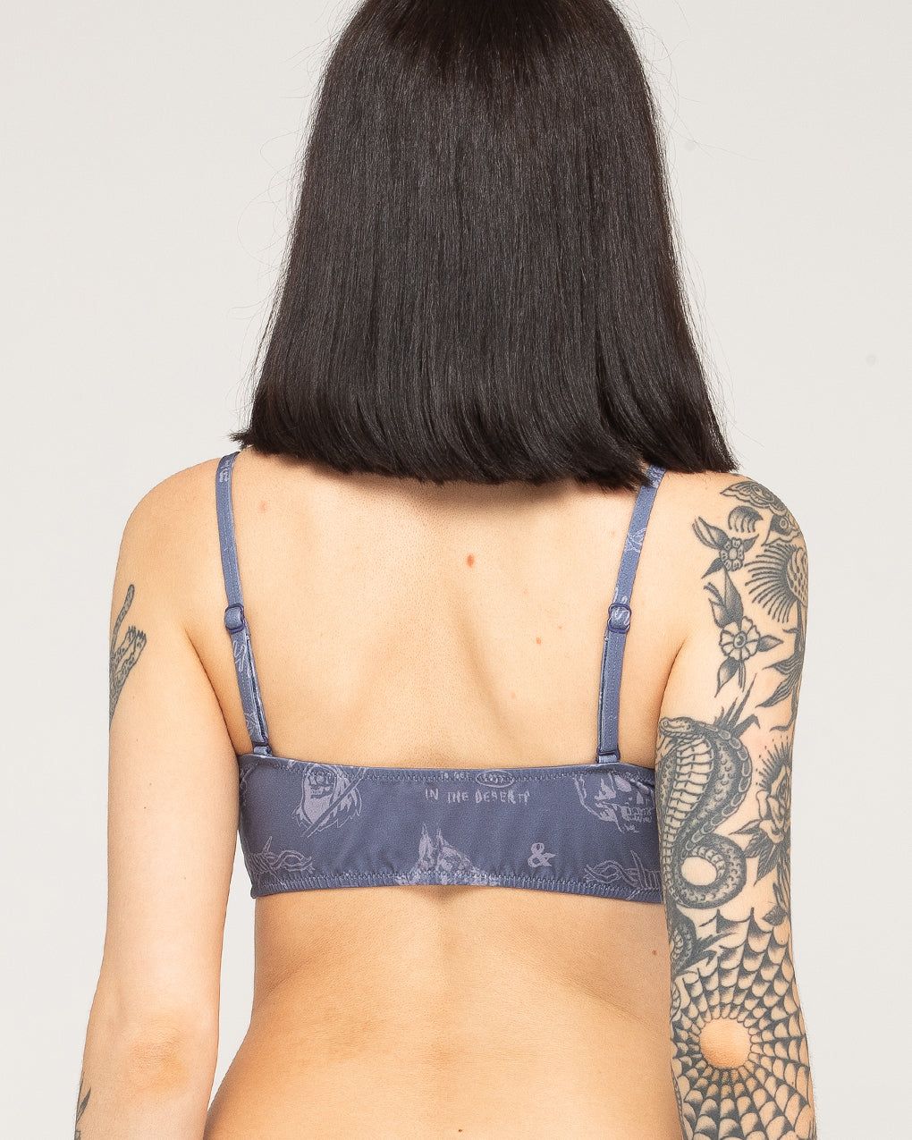 Neon Bones Bikini Top - Smoke Blue