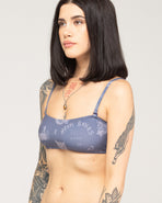 Neon Bones Bikini Top - Smoke Blue