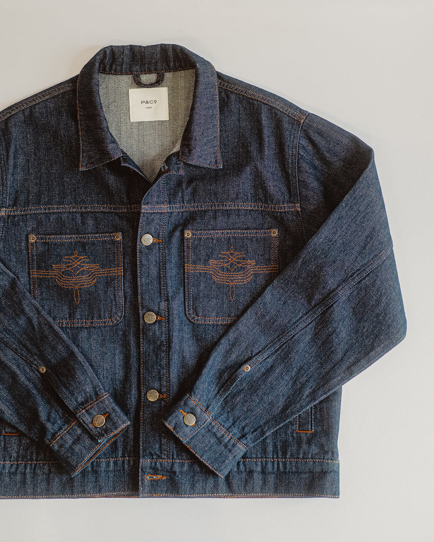Draftsman Herringbone Denim Jacket - Washed Indigo