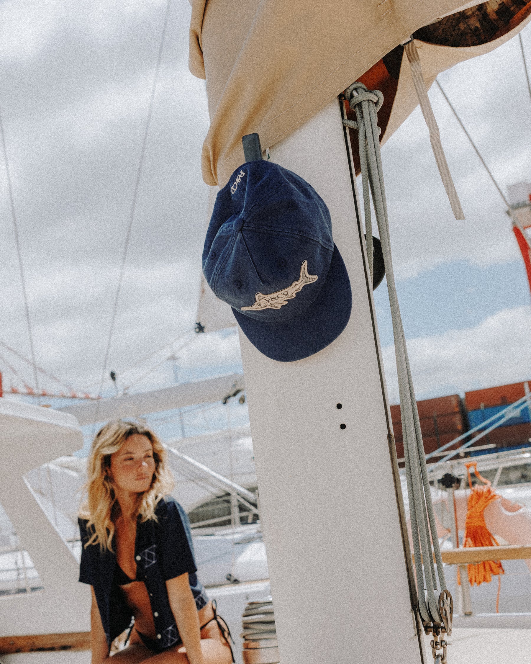 Navy Pinstripe Drifters Wool 5 Panel Cap | Hats & Beanies ‐ P&Co